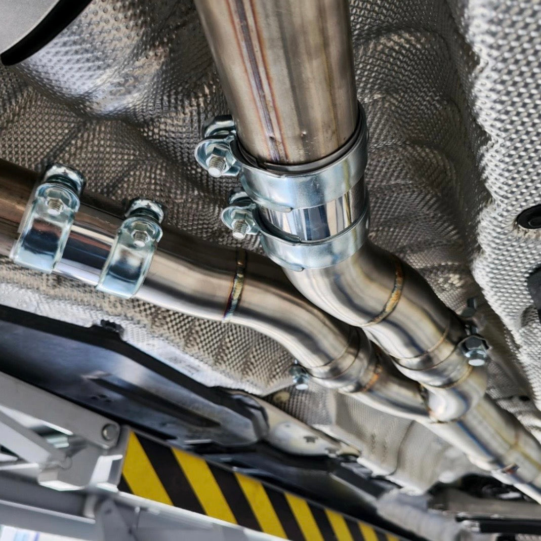 MAD BMW G8x M3 M4 S58 Resonated Single Midpipe (Brace Included)