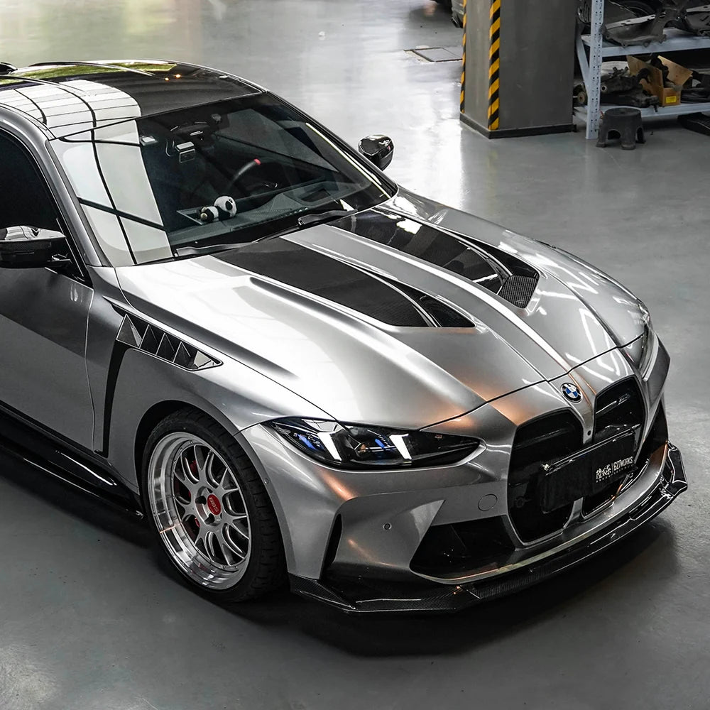 SOOQOO V2 BMW M3 G80 M4 G82 VENTED HOOD IN WHITE PRIMER FINISH