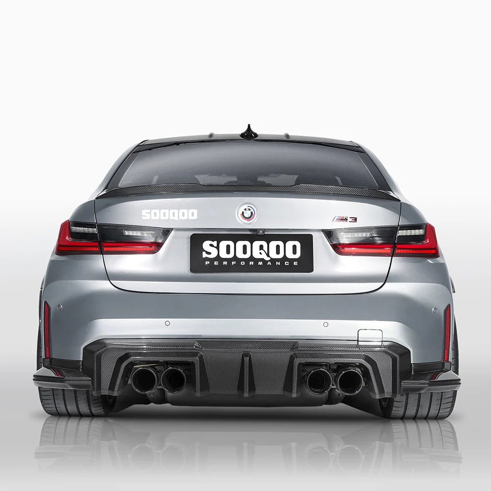 SOOQOO V2 BMW M3 G80 G81 Rear Diffuser In Prepreg Carbon Fiber T-519A & T-517