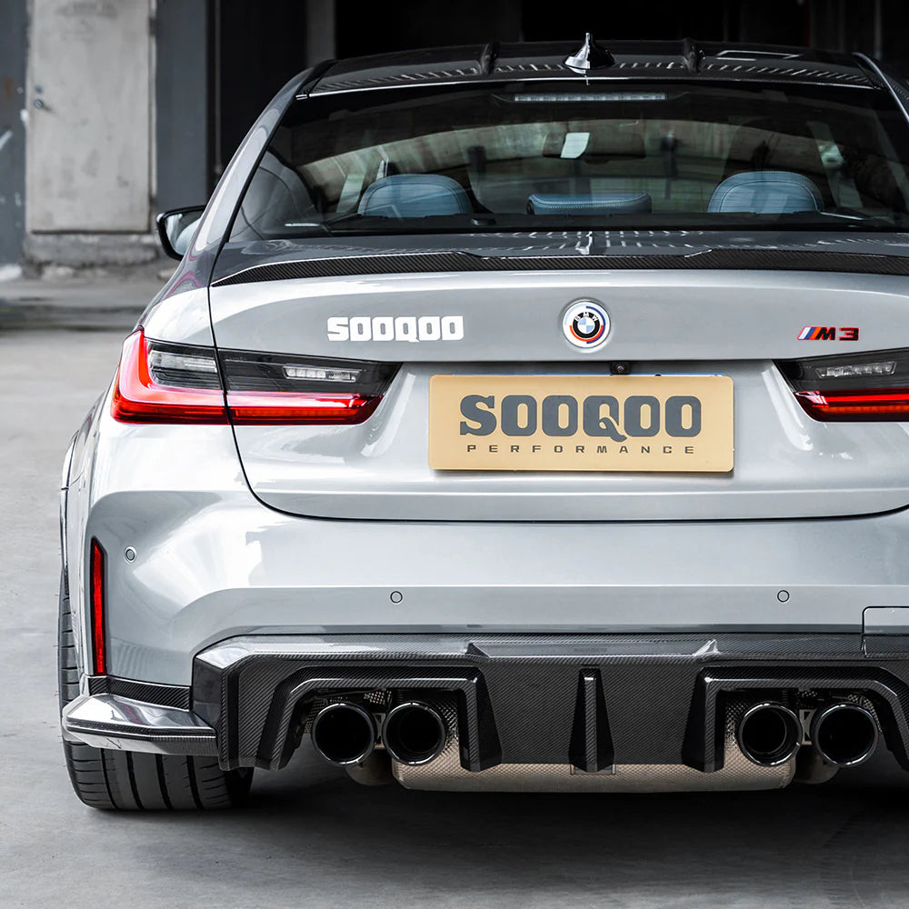 SOOQOO V2 BMW M3 G80 G81 Rear Diffuser In Prepreg Carbon Fiber T-519A & T-517