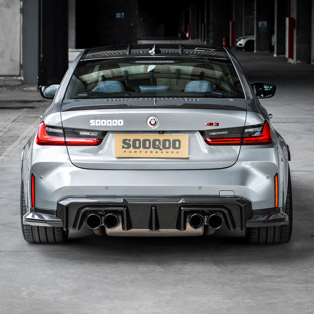SOOQOO V2 BMW M3 G80 G81 Rear Diffuser In Prepreg Carbon Fiber T-519A & T-517